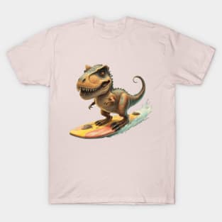 cute dinosaur surfing dino surf dino trex surfer kids tees gift ideas T-Shirt